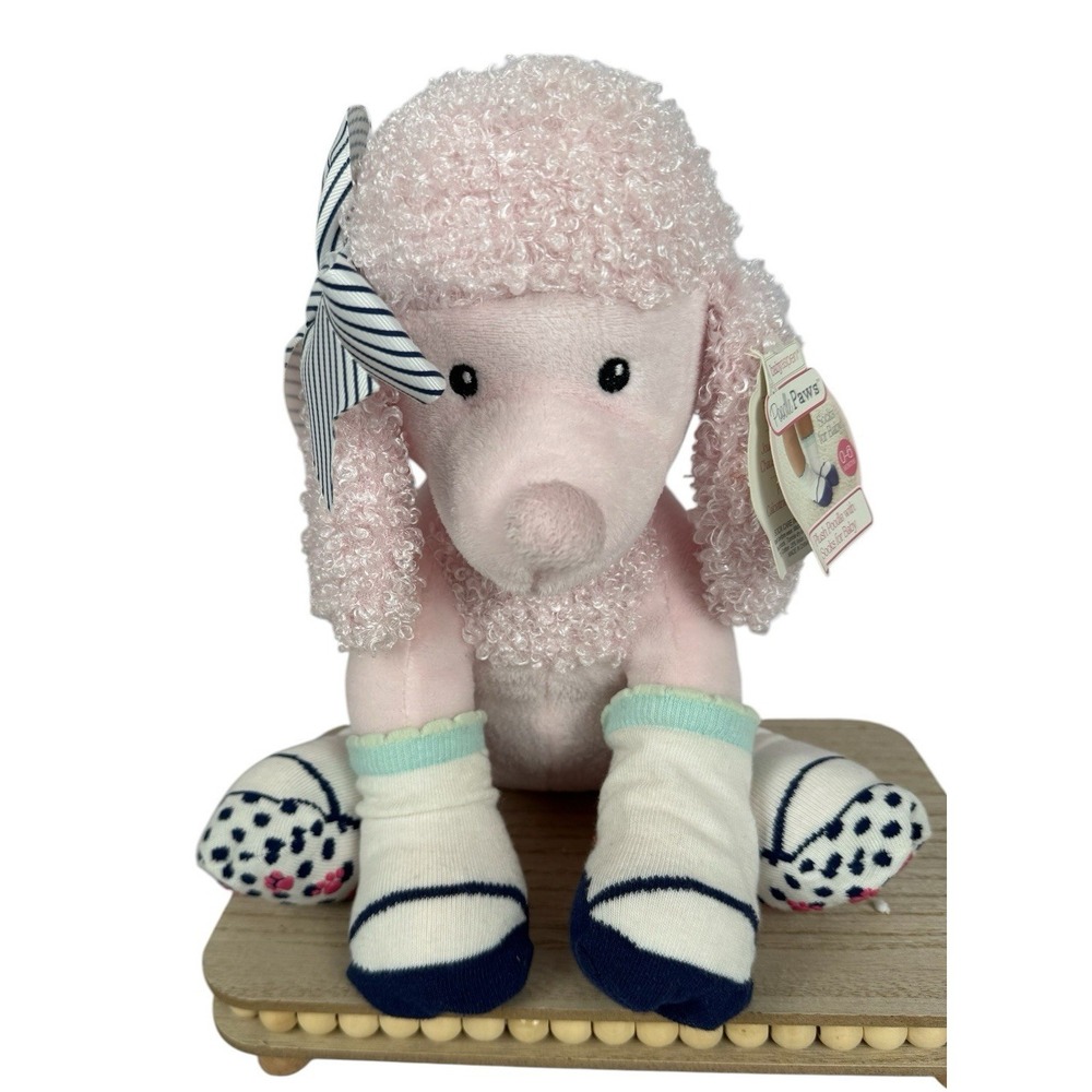 Baby Aspen Pink Poodle Paws Plush 10" With Socks And Tags Puppy Stuffed Animal
